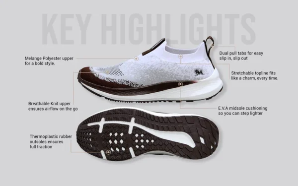Blend Knit Slip Ons : Ivory-Brown - Image 3
