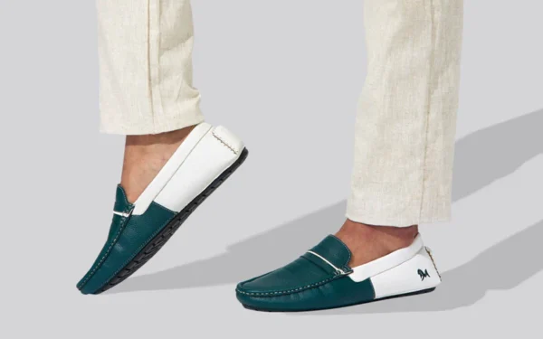 Color Block Loafers : White-Green - Image 2