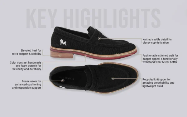 Block Heel Loafers : Black - Image 4
