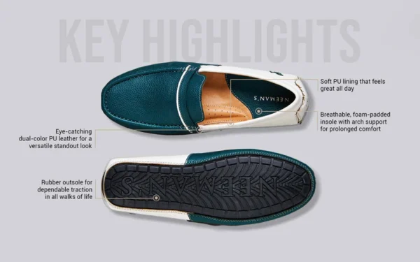 Color Block Loafers : White-Green - Image 4